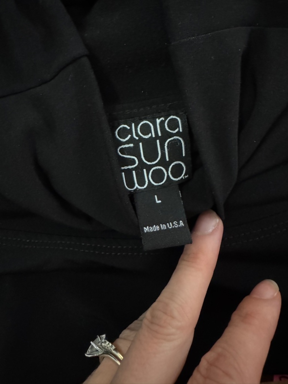 Clara Sunwoo Black Cold Shoulder Chic Stretch Travel Career Business Dress SZ L - Picture 4 of 4